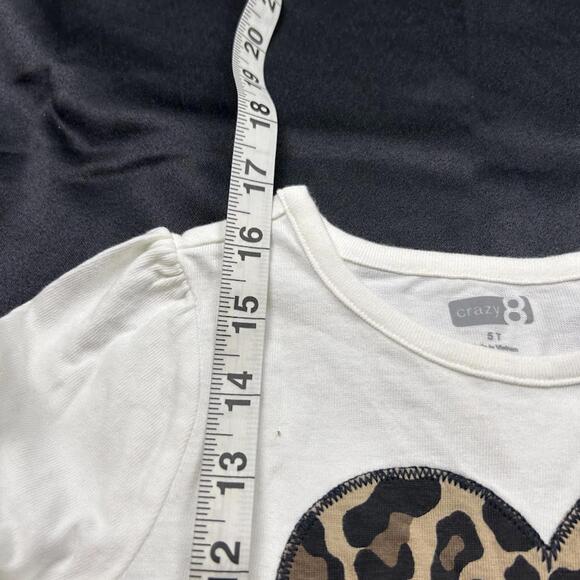 Crazy 8 Girls Long Sleeve White Shirt Cheetah Heart Graphic Size 5T - Picture 2 of 3
